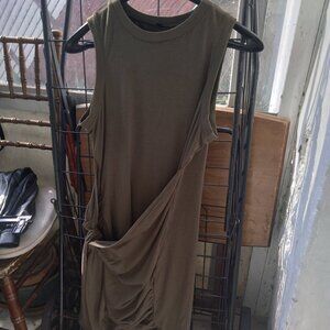 OLIVE GREEN WRAP DRESS SLEEVELESS SIZE MEDIUM
